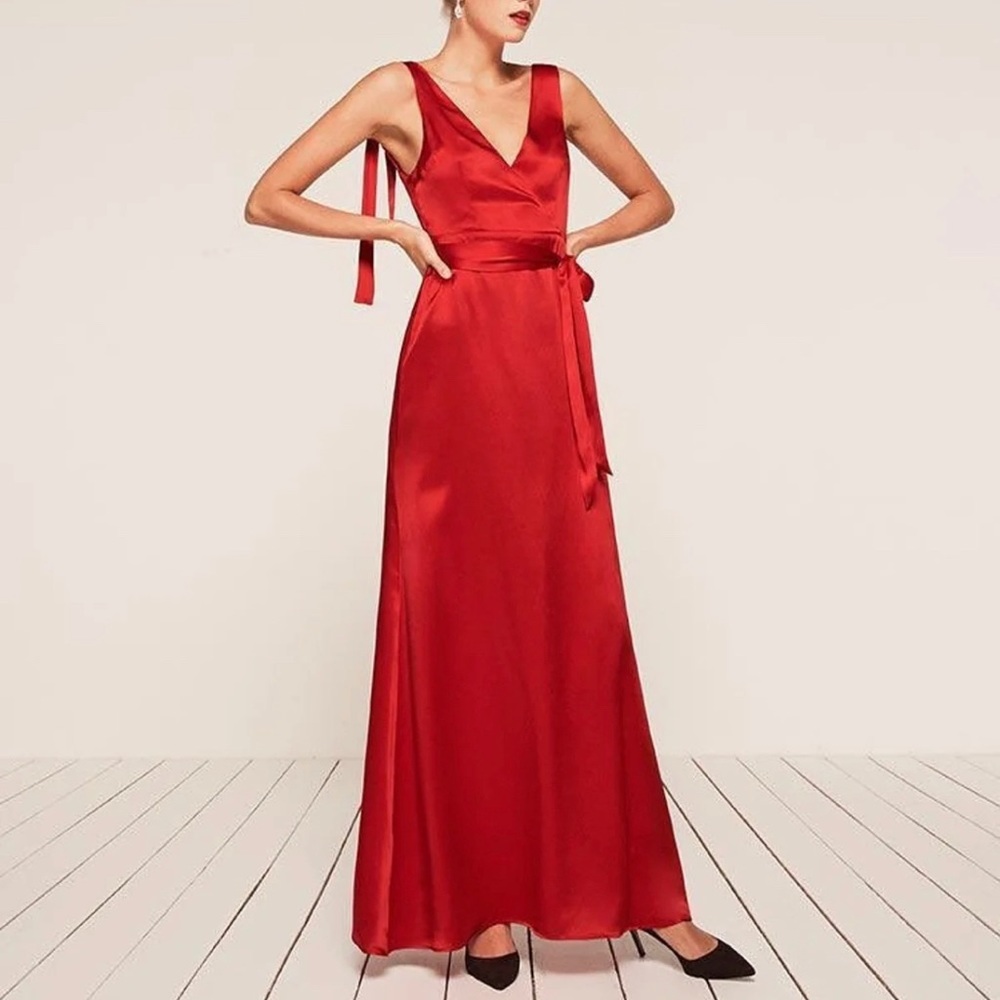 NWT Reformation Red Siena Silk Dress (Sz 2)